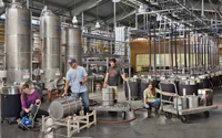 University of California, Davis, students work in the pilot scale J. Lohr Vineyards and Wines Fermentation Room, part of the teaching and research complex located within the university’s Robert Mondavi Institute for Wine and Food Science.