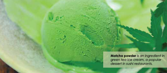 Matcha powder is an ingredient in green tea ice cream