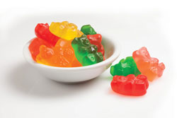 These gummi bears are formulated with a stevia sweetener that contains more than 95% Rebaudioside A.