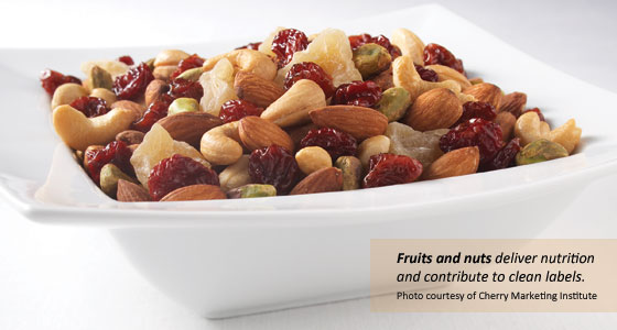Whole food ingredients such as fruits and nuts deliver nutrition and they contribute to clean labels.