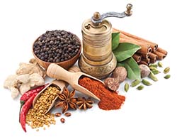 Spices add flavor and color to foods.