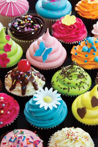 Brightly colored cupcakes