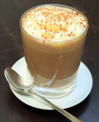 Egg whites foam on top of coffee beverage
