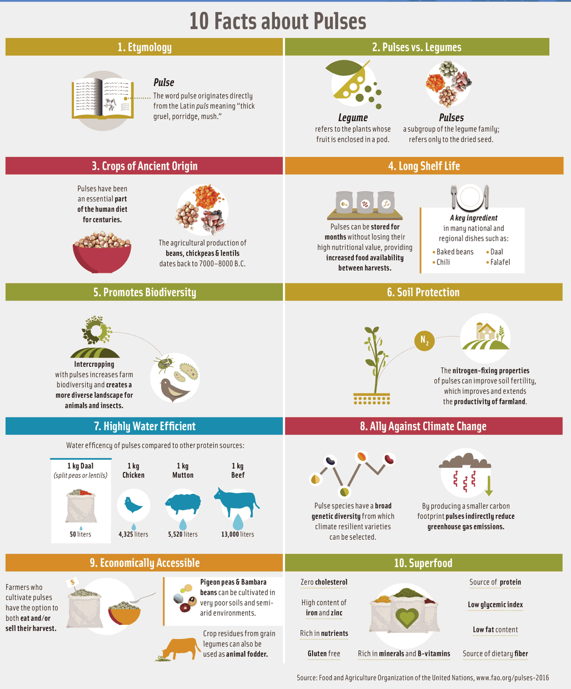 10 Facts about Pulses Source: Food and Agriculture Organization of the United Nations, www.fao.org/pulses-2016