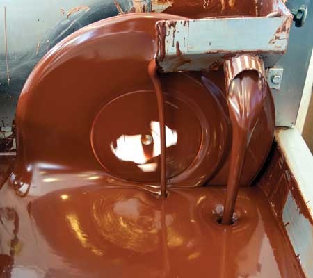 Conching phase of chocolate processing