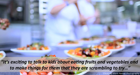 It’s exciting to talk to kids about eating fruits and vegetables and to make things for them that they are scrambling to try…