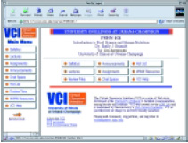 Fig 1-VCI is a dual-frame graphical interface displaying site navigational buttons (at left) for each of the nine content modules