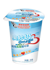 OMU drinkable yogurt recently launched in China by Canton American Flower Lounge Livestock Co. is enriched with MEG-3 brand omega-3 EPA/DHA from fish oil.