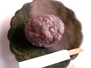 Botamochi is a springtime treat made with sweet rice and sweet red bean paste.