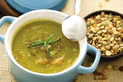 Soup can be fortified with dairy ingredients to increase protein and calcium.