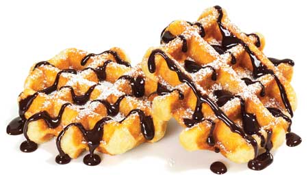 Belgian waffles with chocolate topping