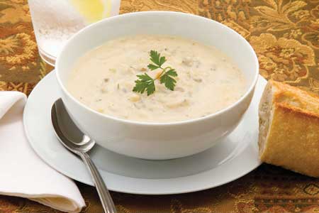 Greek-style yogurt barley soup