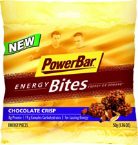Fig. 1—PowerBar Energy Bites combine complex carbohydrates, protein, and 17 vitamins and minerals in three flavors: Chocolate Crisp, Peanut Butter Crisp, and Oatmeal Raisin Crisp.