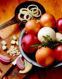 Onions are believed to be beneficial for heart health and protection against prostate cancer and gastric ulcers.