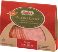 Deli meats such as Hormel's Natural Choice sliced deli ham are processed by high pressure and packaged in see-through packages.