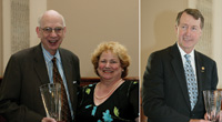 Congressional Science Awardees Senator Robert Bennett (left) and Representative Bob Etheridge receive their award from IFT President Margaret Lawson.