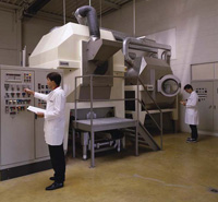 Dumoulin automatic panning equipment provides coating and polishing in the same unit.
