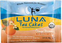Luna Orange Blossom for Healthy Skin Tea Cakes contain beta-carotene, magnesium, copper, B vitamins, and omega-3 fatty acid for healthy skin.