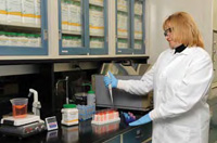 Dana Janik, Senior Chemist, Nutrition Research, conducts an analysis of resistant starch at National Starch Food Innovation, Bridgewater, N.J.