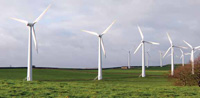 Using wind turbines to harness wind power can be a cost-effective and sustainable approach to operating a food processing facility. Photo courtesy of Burns & McDonnell