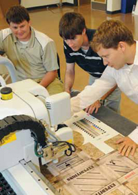 Students work on a project at Clemson University’s Sonoco Institute. The institute was created to build upon synergies between the graphics communication and packaging sciences departments at the university.