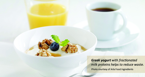 Formulating Greek-style yogurt with specially selected fractionated milk proteins helps to reduce waste.