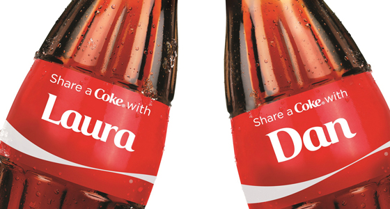 Coca-Cola’s “Share a Coke” campaign allows some consumers to enjoy a beverage in a personalized bottle or can. 