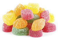 Sugar coatings on jelly candies
