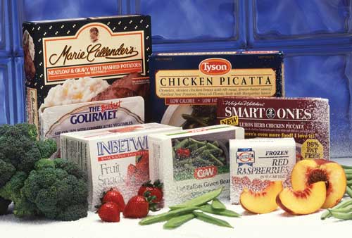 Variety of frozen foods