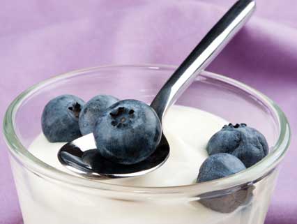 Yogurt and blueberries