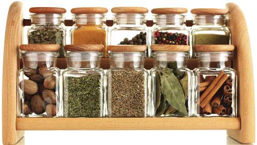 A well-stocked spice rack