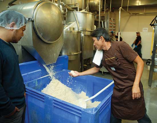 Okara (solid soy pulp) production