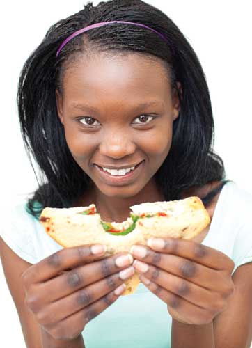 Girl eating sandwich