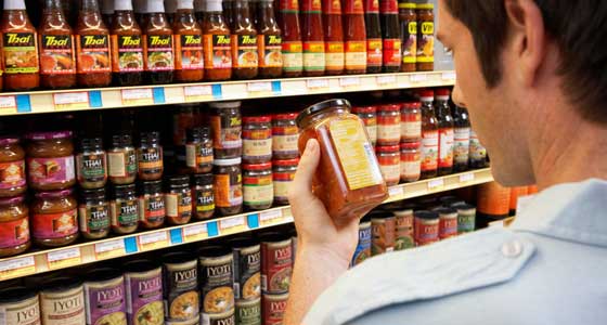 Man reading food label