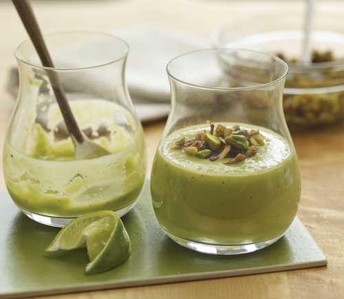 Avocado and mushroom drinkable soup