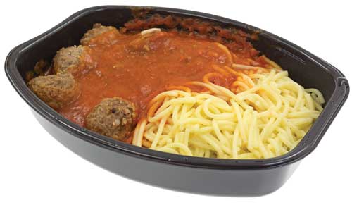 Frozen spaghetti with meatball sauce