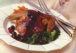 Blueberry sauce on meat