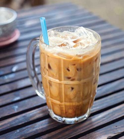 Dairy-free spicy chocolate mocha cold brew beverage. 