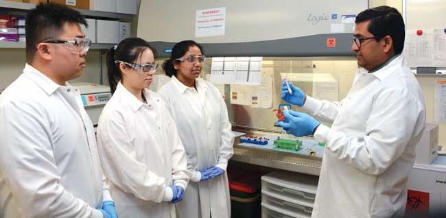 Left to right: Meng-Fu Tsai, Yihong Wu, Rajrajeshwari Thorat, and Indika Edirisinghe