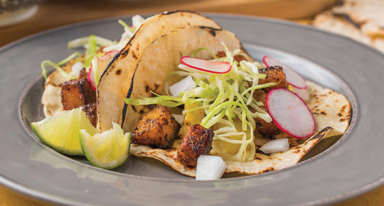 Butternut squash and pineapple tacos. 