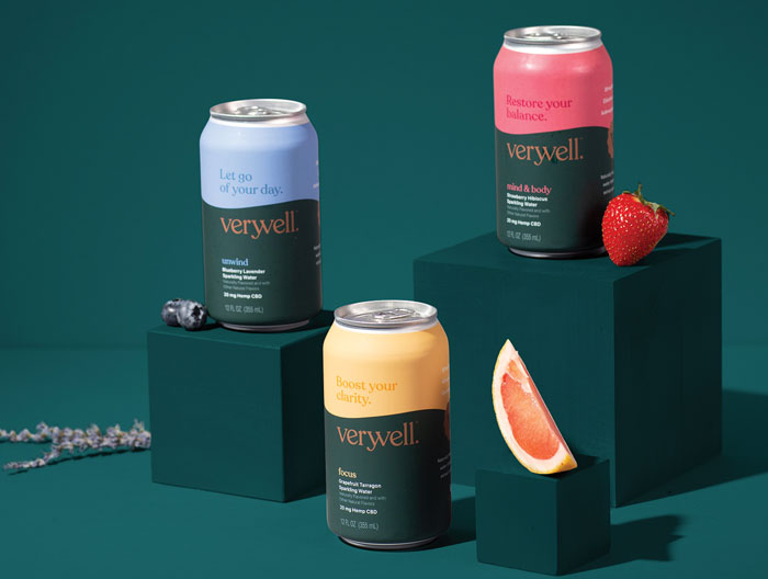Nonalcoholic CBD sparkling waters cans