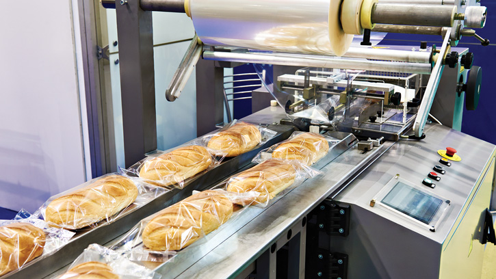 bread being packaged