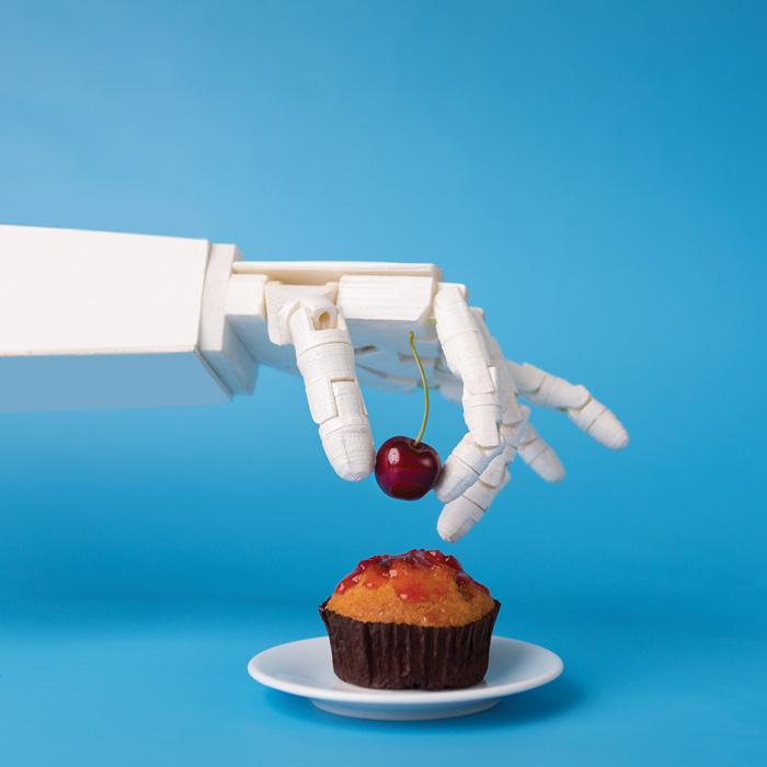 robot and cupcake