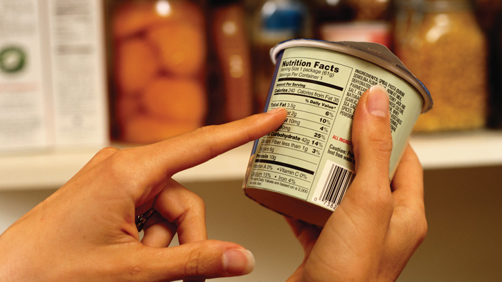 looking at food label