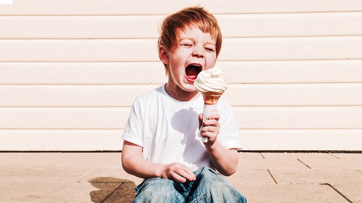 boy eating ice cream cone