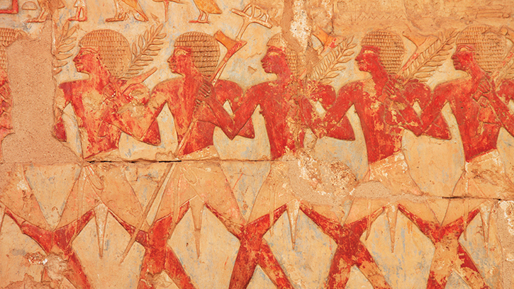 Hieroglyphics depicting farmers during harvest
