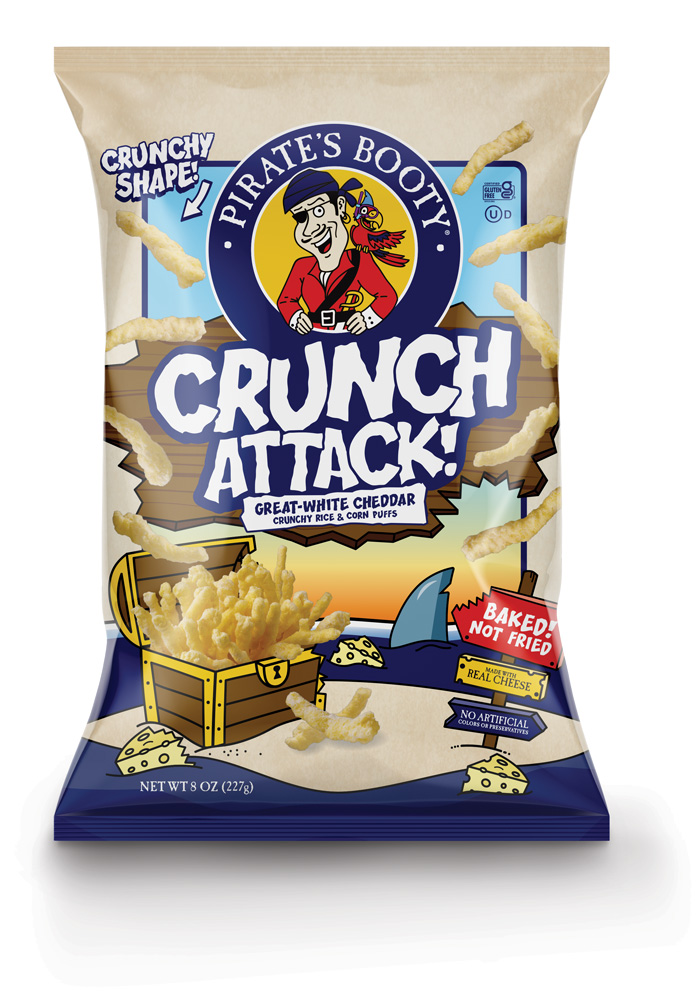 Crunch Attack! Great-White Cheddar Crunchy Rice and Corn Puffs