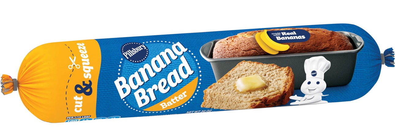 New easy-prep Pillsbury Banana Bread Batter made with real bananas is available now at select retail chains, including Kroger and Safeway. Photo courtesy of General Mills