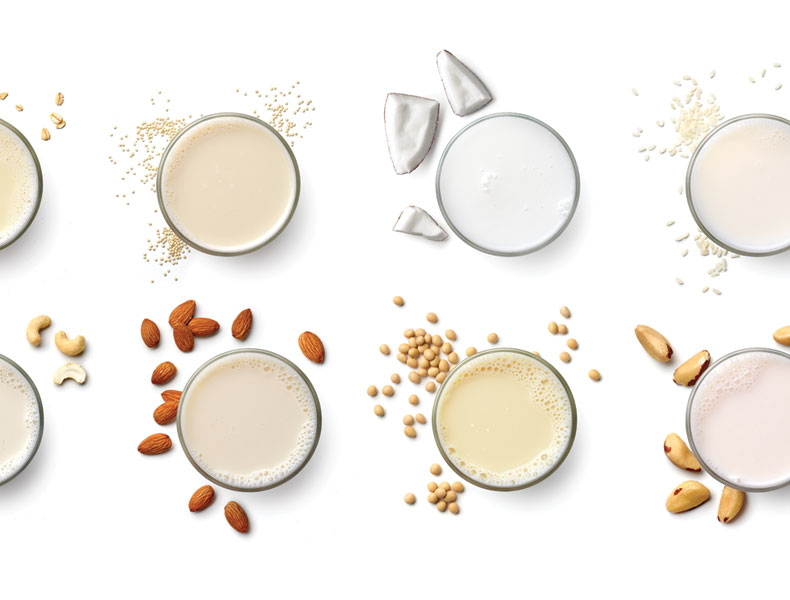 various vegan milk