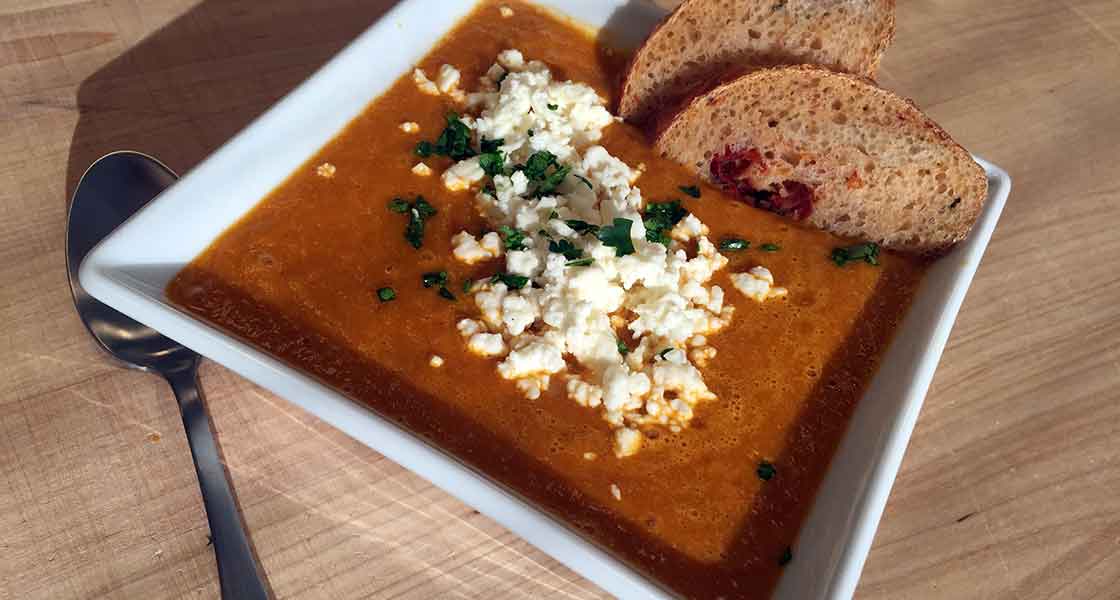 Roasted Sweet Tomato Soup with Golden Beets